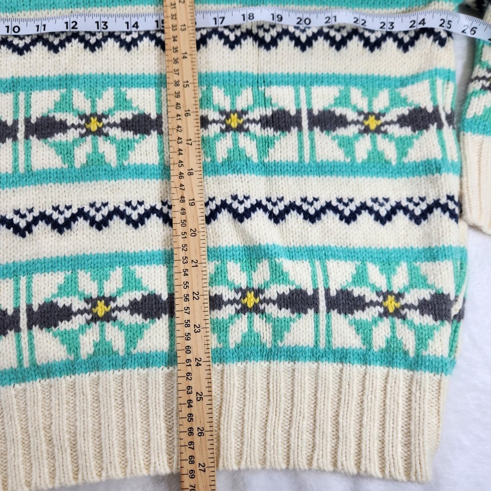 AMERICAN EAGLE AE Oversized Fairisle Mock Neck‎ Sweater M Green Ivory Cottage - Picture 2 of 6